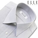 形態安定ワイシャツ メンズ 長袖 ELLE HOMME グレーストライプ レギュラーカラー 綿50% ポリエステル50% 灰色(zed730-481)