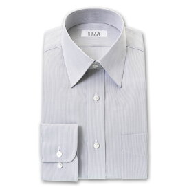 ELLE HOMME 長袖 ワイシャツ メンズ 形態安定 ゆったり グレーストライプ レギュラーカラー 綿：50% ポリエステル：50% 灰色(zed730-481) 2403KS