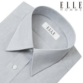 ワイシャツ メンズ 長袖 形態安定 ゆったり ELLE HOMME グレー レギュラーカラー