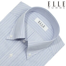 ELLE HOMME ワイシャツ メンズ 長袖 形態安定加工 ブルーストライプ ボタンダウンカラー ELLE HOMME