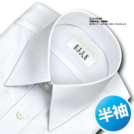 ELLE HOMME 半袖 ワイシャツ メンズ 形態安定 涼感素材 ゆったり 白ブロード レギュラーカラーシャツ （ビジネスシャツ ワイシャツ Yシャツ ドレスシャツ S～LL メンズ） (zen422-100)