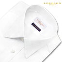 LORDSON Crest 長袖 ワイシャツ メンズ 綿100% 形態安定 白 ホワイト スリム 綿ツイル レギュラーカラー 高級 上質 (zod002-100) 就活 冠婚葬祭