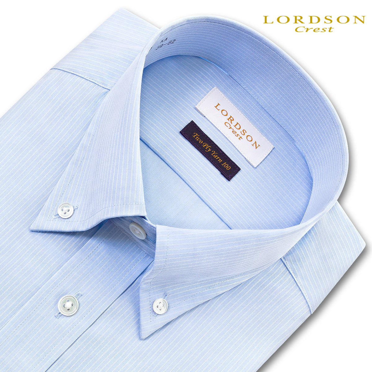 充実の品 品の良さを感じさせるブルーボタンダウンシャツ LORDSON Crest 長袖 ワイシャツ メンズ 形態安定加工 スカイブルー 211089de ドビーピンストライプ SALE 79%OFF ボタンダウンカラー 綿：100% スリムフィット