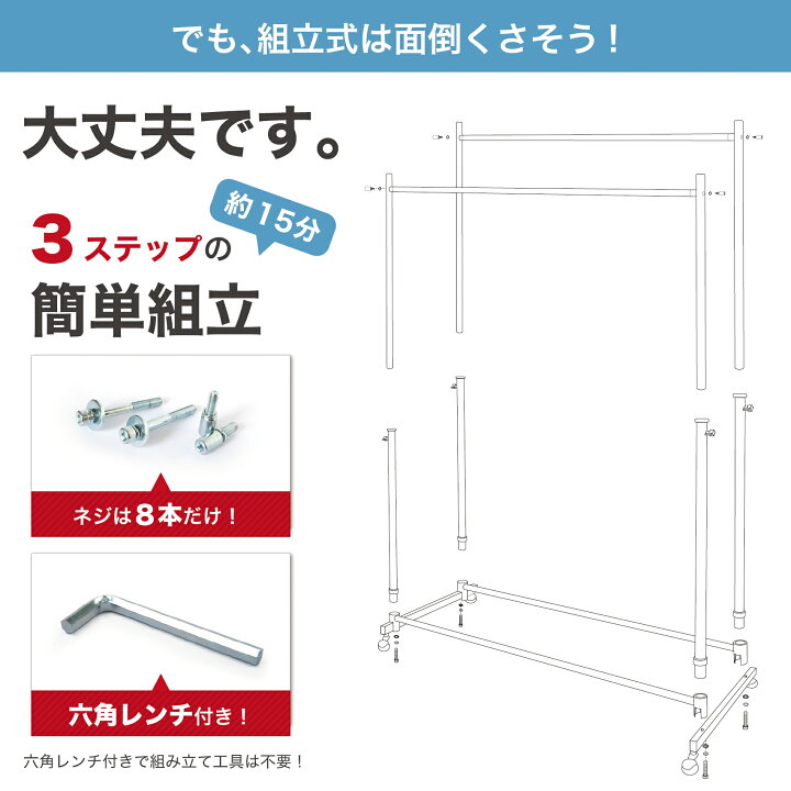 楽天市場】業務用ハンガーラックストロンガーダブル 耐荷量200kg 幅126 