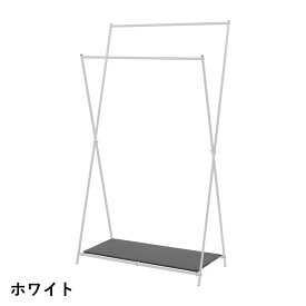 折りたたみハンガーラック ダブル 棚付き コンパクト収納 軽量ハンガーラック