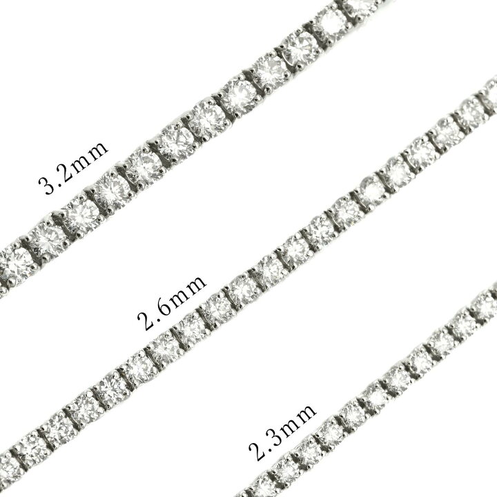 楽天市場】K18YG_テニスネックレス ダイヤ_5ct _VS-VVS_幅2.3mm_長さ 
