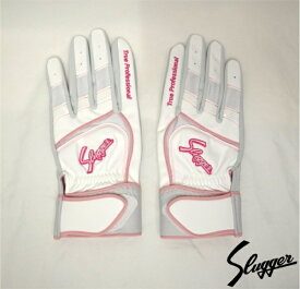 久保田スラッガーバッティング手袋 (両手用)限定モデル LT24-HS-200-T0 ホワイト×シルバー×ピンク Kubota Slugger