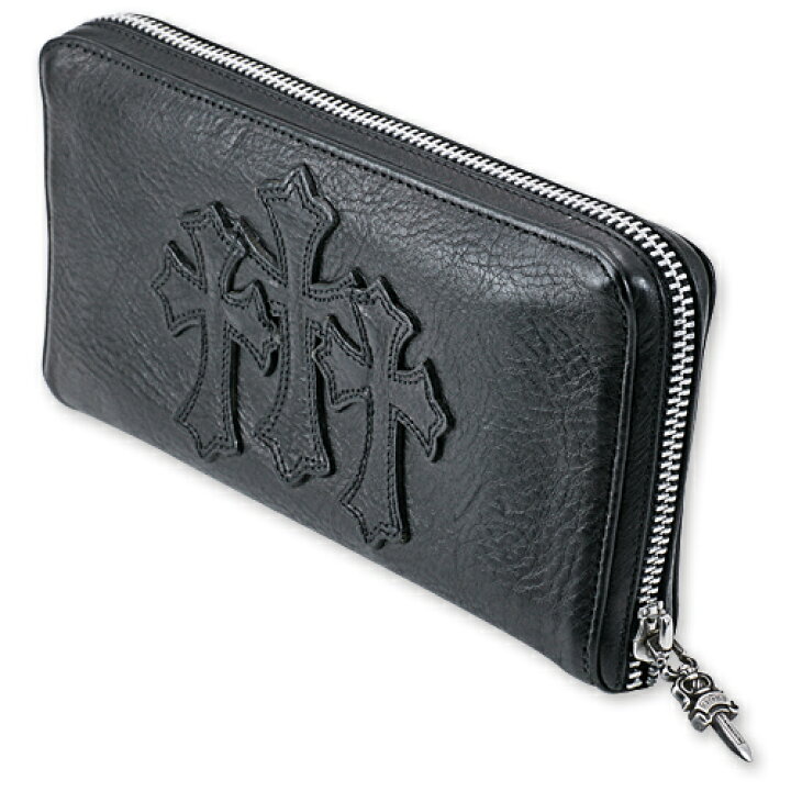 良品▽CHROME HEARTS クロムハーツ REC F ZIP 3 PTCH 3クロス レザー 