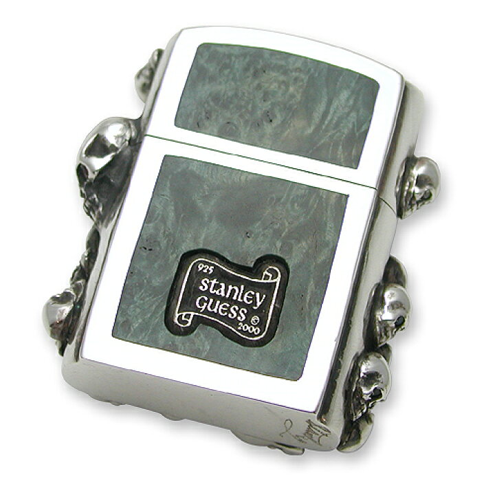 STANLEY GUESS スタンリーゲス Zippo ジッポライター マルチスカル ウッドw ロゴインレイドジッポw スカルヒンジ フリップ 送料無料 CHRONO店