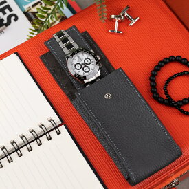 IFLW ウォッチポーチ 1本用 Charcoal Leather WATCH POUCH（チャコール）IFLWatches 時計ケース 本革ケースアイエフエル ウォッチケース 収納ケース 腕時計用高級 腕時計