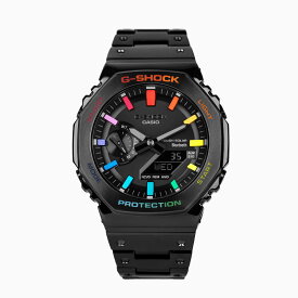 CasiOak BLACK Metal Rainbow (ブラックメタルレインボー）G-Shockシリーズ　Gショック IFLW ウォッチ 腕時計1本 防水 rolex ロレックス インテリア 収納 フランクミューラー オメガ ルイヴィトン グッチ ブライトリング カシオ GA-2100 45mm