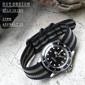 腕時計 ベルト HDT DESIGN ZULU 2RING アスファルトJB バリスティックナイロン NATOベルト 2リング 20mm ブラックPVD尾錠ジェームズ・ボンド