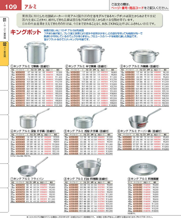 楽天市場】【ポイント20倍】キング アルミ 半寸胴鍋(目盛付)39cm [中尾 
