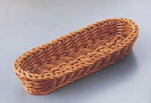 樹脂バスケット 楕円型 27cm ナチュラル(茶)【籐カゴ】【業務用】