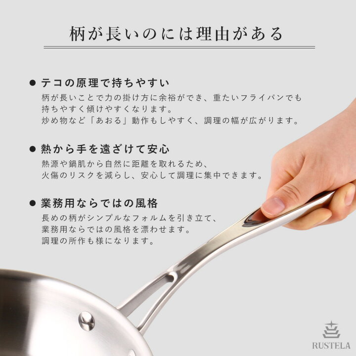 シルバーラステラ ラステラ フライパン フライパン 22cm IH対応 業務用 ステンレス ラステラ RUSTELA IH 直火両対応 コーティングなし