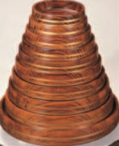 D.X富士型桶 紫檀帯金 底黒塗 尺4寸【桶】【盛込桶】【和食に】【料理皿】【懐石料理】【桶鉢】【O-2-39】