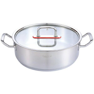 特価 送料無料 KEVNHAUN ケヴンハウン ステンレス 両手鍋 浅型 24cm KDS.7062 ガラス蓋 IH対応 三層構造