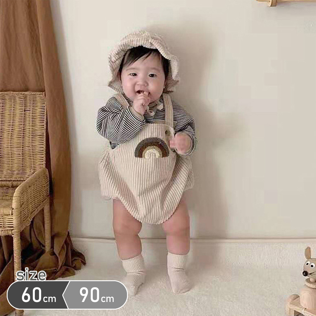 ホワイトブラウン 韓国子供服 ロンパース 70cm 通販