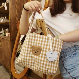 マザーズバッグ チェック柄 おむつぽーち ハンドバッグ 赤ちゃん エコバッグ 収納 おむつ入れ くま キルト コットン 男の子 女の子 ベビー 赤ちゃん 出産祝い ファッション雑貨 chuchubebe chuzakka0121