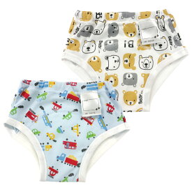 トレーニングパンツ 4層 男の子 トレパン 2枚組 一体型 トイレトレーニング トイトレ パンツ 下着 90cm 95cm 100cm 110cm クルマ柄 車柄 くるま柄 乗り物柄 トラック くま クマ ベビー 子供 キッズ 保育園 名前タグ付き 2枚セット W4010E