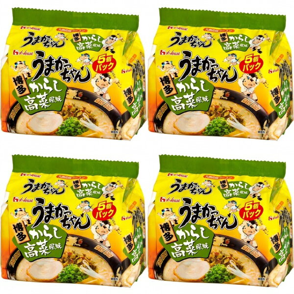 【送料無料】【4個セット】【5食パック】【博多からし】うまかっちゃん博多からし高菜風味 インスタントラーメンインスタント麺インスタント袋めん袋麺非常食防災即席ラーメン九州限定商品地域限定商品グルメ美味しいご当地ラーメン HOUSE食品ハウス食品夜食レア豚骨辛子