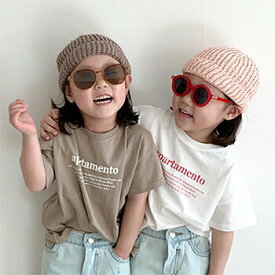 【半額★50％OFF】【即納】レタリングTシャツ/半袖/Tシャツ/ラウンドネック/ベーシック/夏/女の子/男の子/シンプル/カットソー【子供服/キッズ/韓国子供服/子ども服/COCORIA/ココリア】【90/100/110/120】