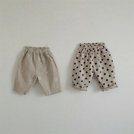 【S-10%】【即納】【KIDS】ドット刺繍パンツ/ルーズフィット/バギーパンツ/ロング/コットンパンツ/ロングパンツ/通園リュック/通学リュック【子供服/キッズ/韓国子供服/子ども服/COCORIA/ココリア】【80/90/100/110】