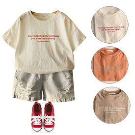 【SS/20%】【即納】【KIDS】半袖レタリングTシャツ 半袖 女の子 男の子 キッズ ジュニア プリント トップス 韓国子供服 子供服 レタリング カジュアル 子供【子供服/キッズ/韓国子供服/子ども服/COCORIA/ココリア】