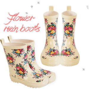 �y���[�z�����C���O�b�Y���ԕ��E�t�����[���C���u�[�c�E�L�b�Y���C���u�[�c�EFlower rain Boots/���C�y�q����/�L�b�Y/�؍��q����/�q�ǂ���/COCORIA/�R�R���A�z�y15/16/17/18/19�z�y���[���֕s�z