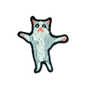 猫ミームのアイロンワッペン　総刺繍　猫マニ　cat meme　ハッピーキャット　Happy cat　ハピ猫