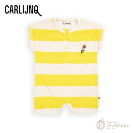 【クーポンで最大2000円オフ】【CarlijnQ】Stripes yellow - baby jumpsuit with embroidery