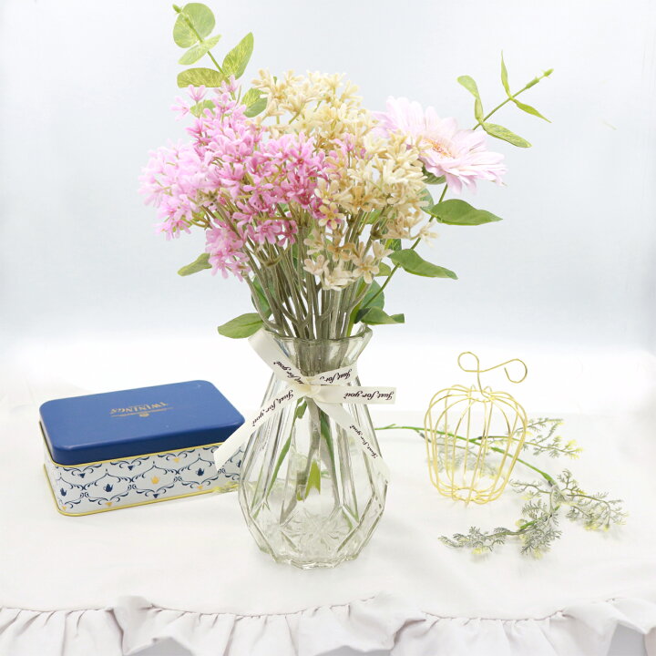 楽天市場 花瓶 おしゃれ ガラス 小さめ 倒れにくい ミニ フラワーベース 北欧 小さい 小 瓶 ビン 可愛い リボン 花びん かびん 花器 透明 一輪挿し かわいい 玄関 リビング 食卓 プレゼント Churacy 送料無料 Churacyチュラシー正規販売店