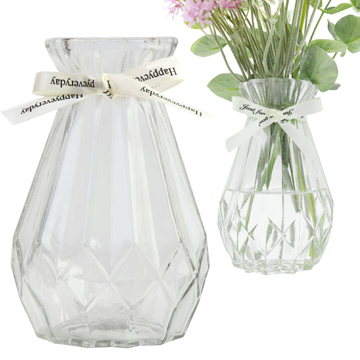 楽天市場 花瓶 おしゃれ ガラス 小さめ 倒れにくい ミニ フラワーベース 北欧 小さい 小 瓶 ビン 可愛い リボン 花びん かびん 花器 透明 一輪挿し かわいい 玄関 リビング 食卓 プレゼント Churacy 送料無料 Churacyチュラシー正規販売店