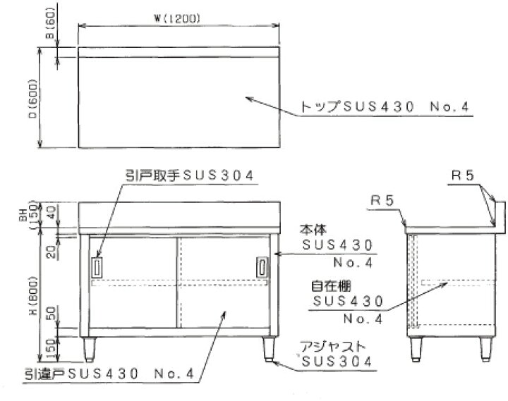 楽天市場】BH-126 マルゼン 調理台引戸付 バックガードあり 送料無料 