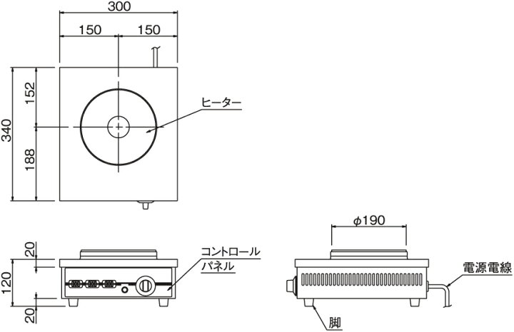 楽天市場】THP-2 ニチワ電機 電気コンロ テーブルコンロ 1口タイプ 単 