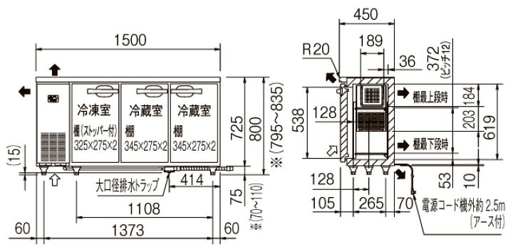 楽天市場】SUR-UT1541CA パナソニック 業務用 コールドテーブル冷凍 