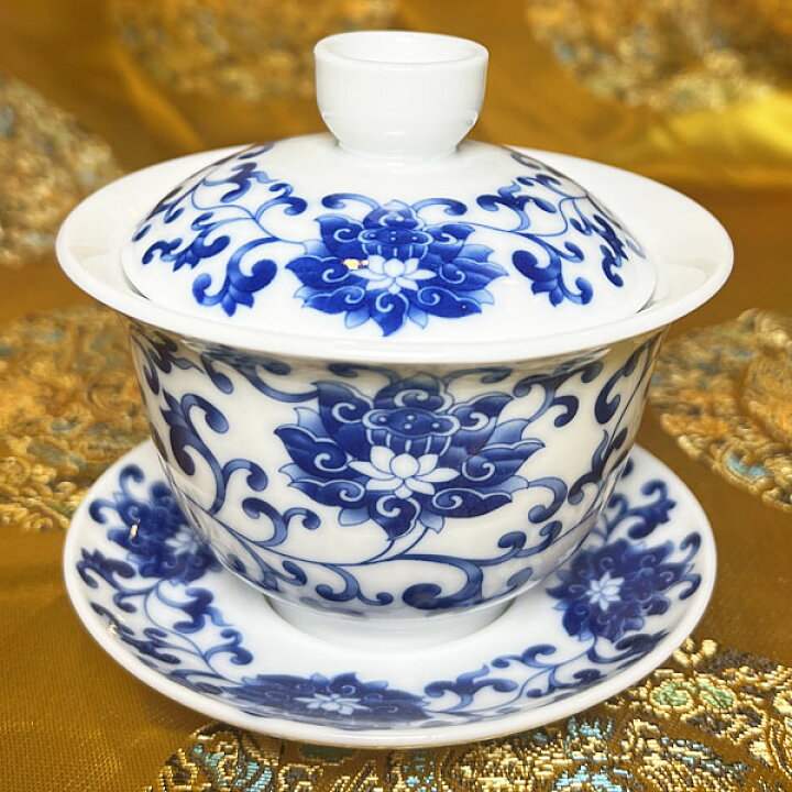 楽天市場】蓋碗 青花富貴（ 中国茶器 フタ付 湯呑 ） : 中華の扉
