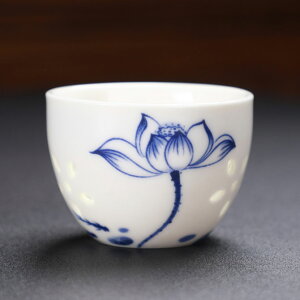 茶杯 透かし 青(中国茶器/中華/茶器/湯呑/ホタル)