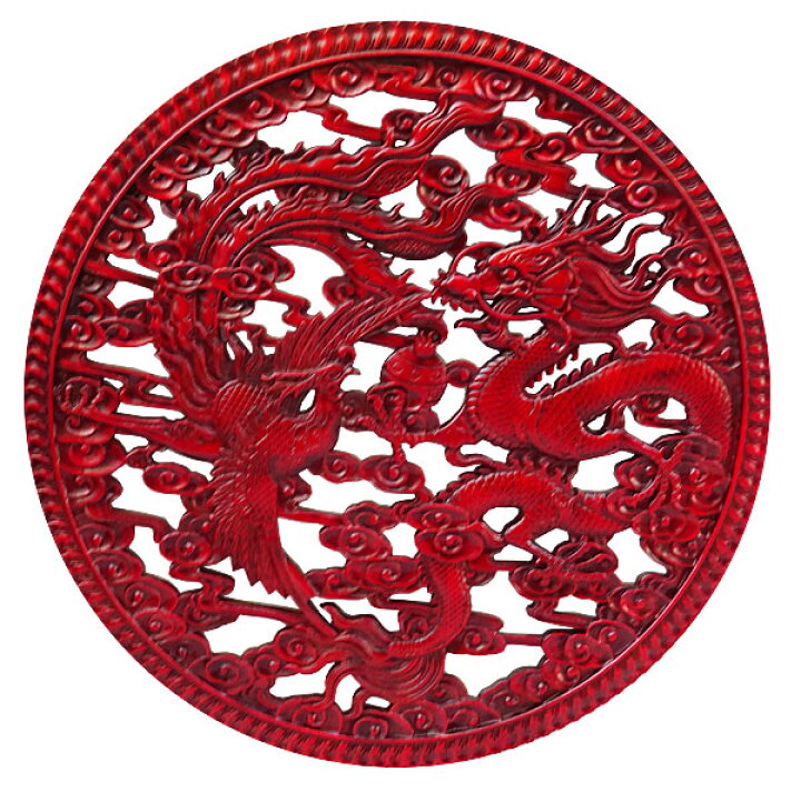 楽天市場】木彫円盤 龍と鳳凰 φ60cm : 中華の扉