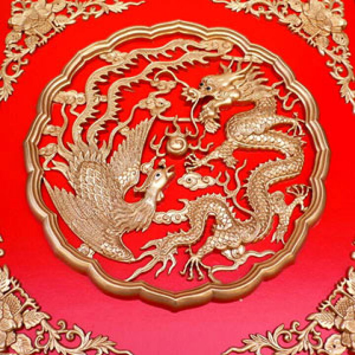 楽天市場】天井飾り板 赤 龍と鳳凰柄 : 中華の扉