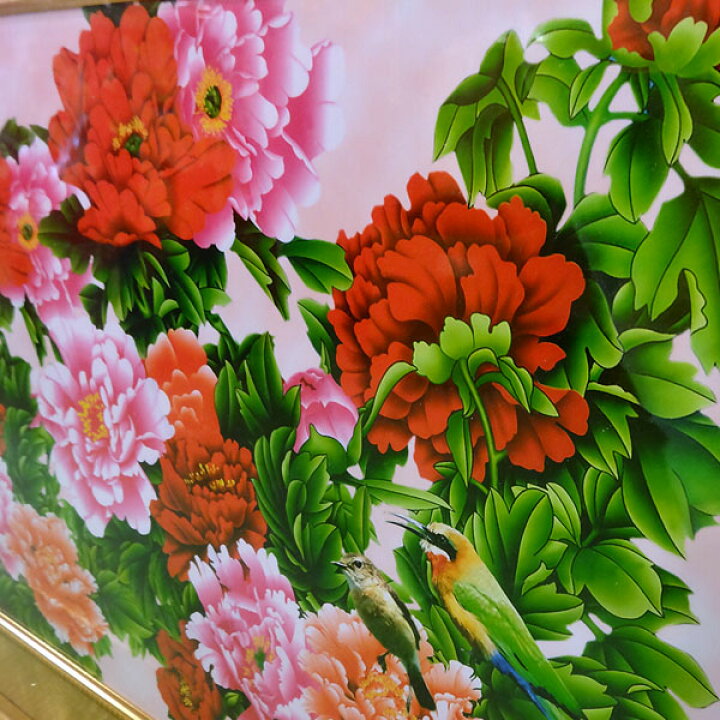 楽天市場】飾り額（ガラス付）花開富貴 160×73cm 【大型宅配便  
