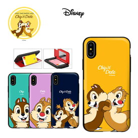 Disney iPhone15 Plus Pro MAX チップ デール iPhoneケース カード収納 iPhone14 バンパー カバー ディズニー 公式 人気 キャラクター グッズ iPhone12 iPhone11 iPhoneXS イラスト アニメ スイカ おそろい カップル アイテム 電子マネー 韓国 Chip Dale ミッキー