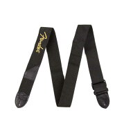 フェンダー Fender 2" Black Poly Strap Yellow Fender Logo ギターストラップ