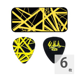 JIM DUNLOP EVHPT04 EVH Black w/ Yellow Stripes Pick Tin 0.60 sbNP[XtsbN