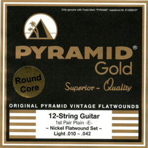 PYRAMID STRINGS EG Gold 12 strings 010-042 chrome nickel flatwounds on round core tbgEh 12pGLM^[