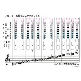 全音 ZRM-6B リコーダーの指づかい 全音階+派生音 指導用マグネットシート 黒板表示用教材