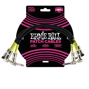 �A�[�j�[�{�[�� ERNIE BALL 6075 1�f ANGLE/ANGLE PATCH CABLE 3-PACK BLACK �p�b�`�P�[�u�� 3�{�Z�b�g