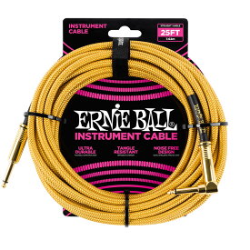ERNIE BALL ＃6070 25ft Braided Cables Gold / Gold ギターケーブル