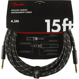 M^[ V[h tF_[ Fender Deluxe Series Instrument Cables SS 15' Black Tweed M^[P[u