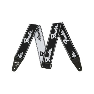 tF_[ Fender WeighLess Running Logo Strap Black/White M^[Xgbv